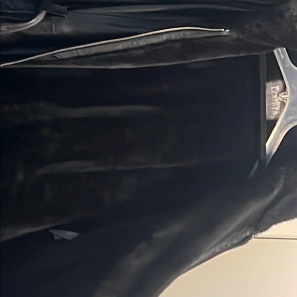 Wilsons Leather Black Hooded coat with Belt and faux fur insides - Picture 3 of 3